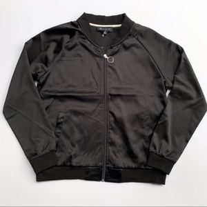 INC international Concepts black satin Bomber Jacket extra small xs